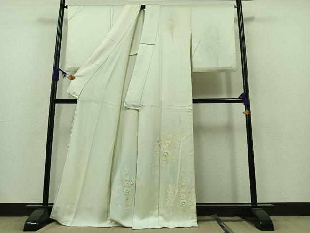平和屋着物▽訪問着 単衣 草花文 正絹 逸品 AAAZ7156jh