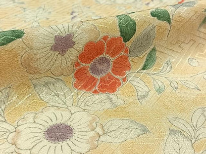 平和屋着物▽上質な小紋　単衣　草花文　暈し染め　正絹　逸品　AAAZ7157jh