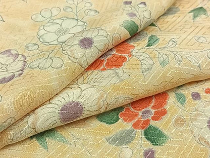 平和屋着物▽上質な小紋　単衣　草花文　暈し染め　正絹　逸品　AAAZ7157jh