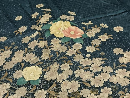 平和屋着物▽訪問着 単衣 流水花文 金銀彩 正絹 逸品 AAAZ7158jh