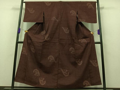 平和屋着物▽本場結城紬 重要無形文化財 単衣 100亀甲 片輪車文 正絹 逸品 AAAZ7159jh