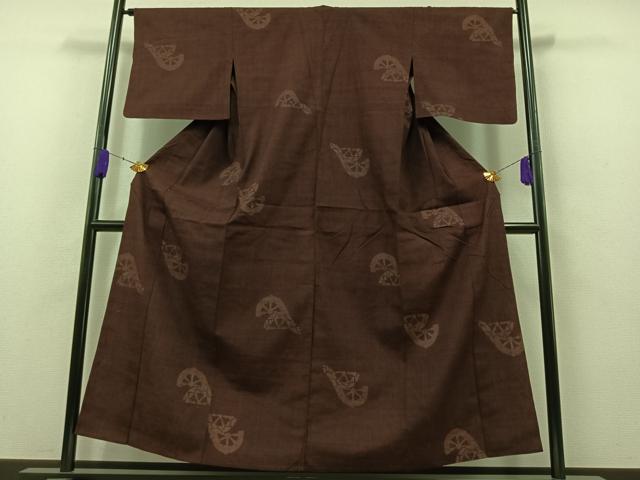 平和屋着物▽本場結城紬 重要無形文化財 単衣 100亀甲 片輪車文 正絹 逸品 AAAZ7159jh