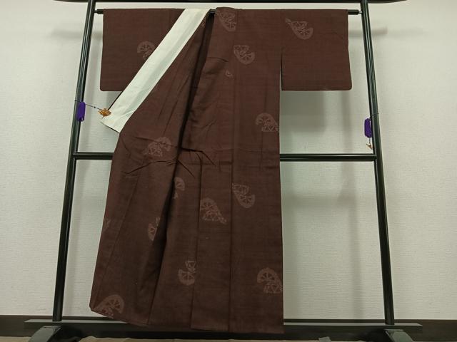 平和屋着物▽本場結城紬 重要無形文化財 単衣 100亀甲 片輪車文 正絹 逸品 AAAZ7159jh