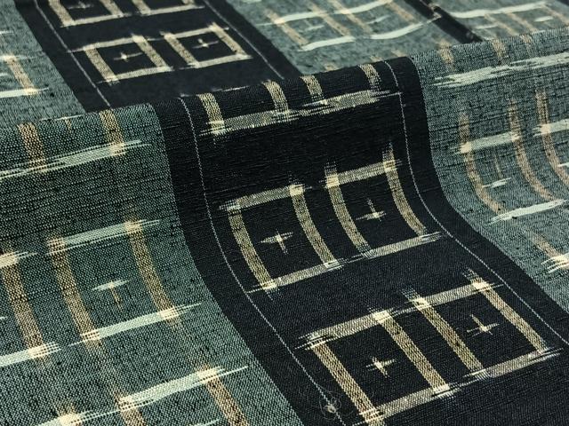 平和屋着物▽上質な紬 単衣 琉球絣文様 正絹 逸品 AAAZ7160jh