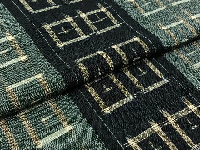 平和屋着物▽上質な紬 単衣 琉球絣文様 正絹 逸品 AAAZ7160jh
