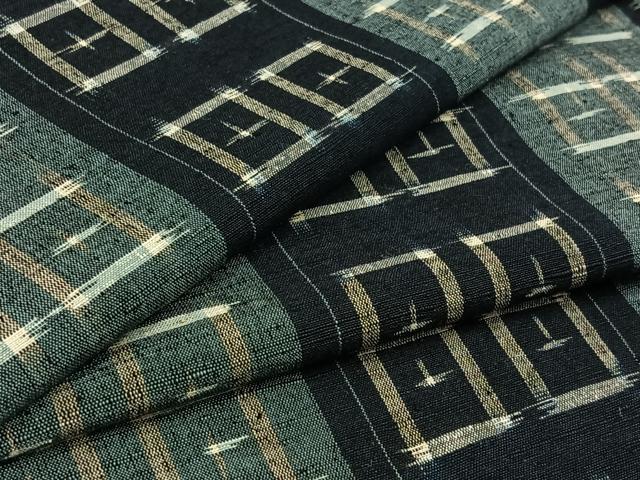 平和屋着物▽上質な紬 単衣 琉球絣文様 正絹 逸品 AAAZ7160jh