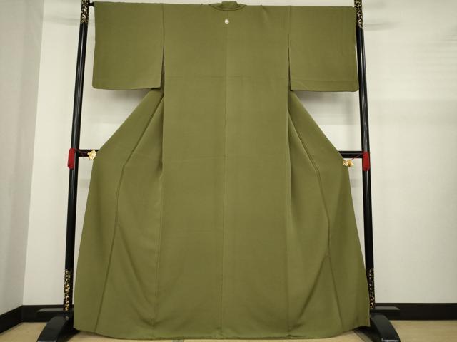 平和屋着物●上質な色無地 国防色 正絹 逸品 AAAZ7172ck