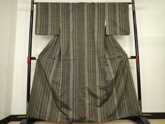 平和屋着物●上質な紬　縞　正絹　逸品　AAAZ7181ck