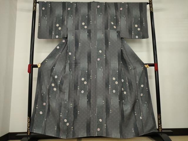 平和屋着物●上質な小紋 縞 丸文 正絹 逸品 AAAZ7205ck
