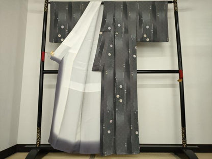 平和屋着物●上質な小紋 縞 丸文 正絹 逸品 AAAZ7205ck