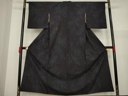 平和屋着物●結城紬　80亀甲　枝花文　正絹　逸品　AAAZ7216ck