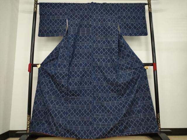 平和屋着物●上質な紬　松皮菱文　正絹　逸品　AAAZ7219ck