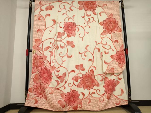 平和屋着物●名門 藤娘きぬたや・総絞り 振袖 花唐草文 正絹 逸品 AAAZ7226ck