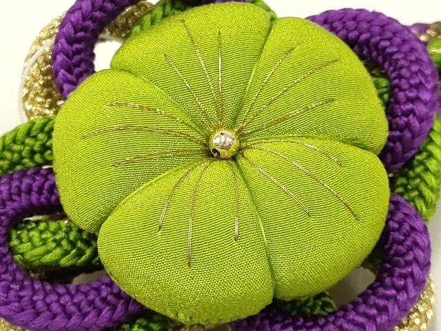 平和屋着物●和装小物 振袖用帯締め 装飾 ちりめん細工 ビーズ 金糸 逸品 未使用 AAAZ7253ay
