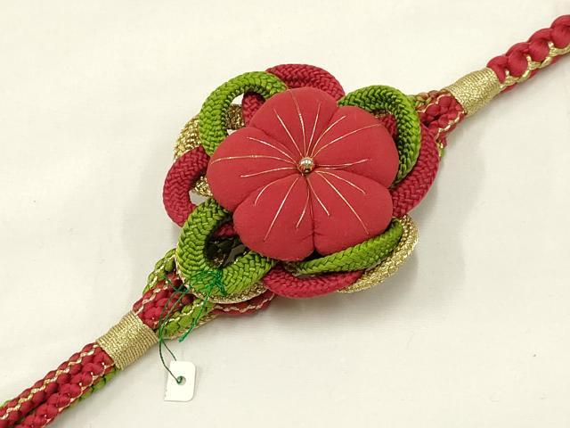平和屋着物●和装小物　振袖用帯締め　装飾　ちりめん細工　ビーズ　金糸　逸品　未使用　AAAZ7255ay