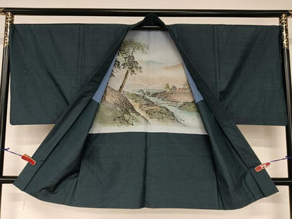 平和屋着物●男性　本場大島紬　アンサンブル　格子　正絹　逸品　AAAZ7286zg