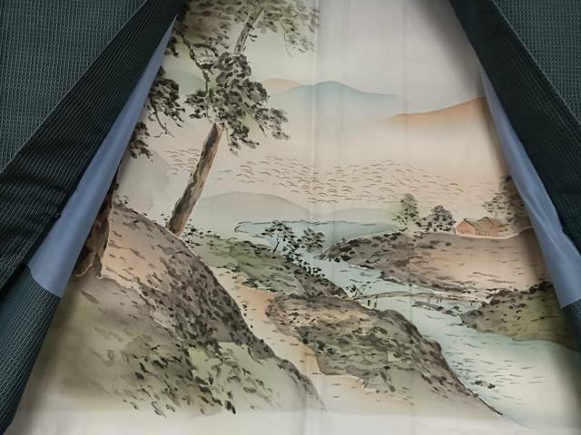 平和屋着物●男性　本場大島紬　アンサンブル　格子　正絹　逸品　AAAZ7286zg