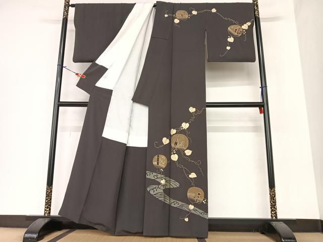 平和屋着物●訪問着　刺繍　花鳥文　暈し染め　金彩　正絹　逸品　AAAZ7366zg