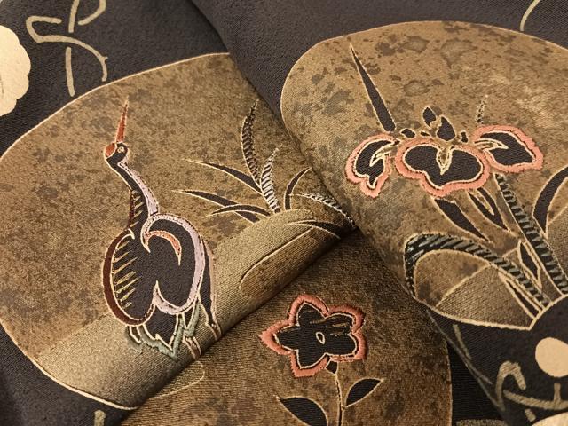 平和屋着物●訪問着　刺繍　花鳥文　暈し染め　金彩　正絹　逸品　AAAZ7366zg
