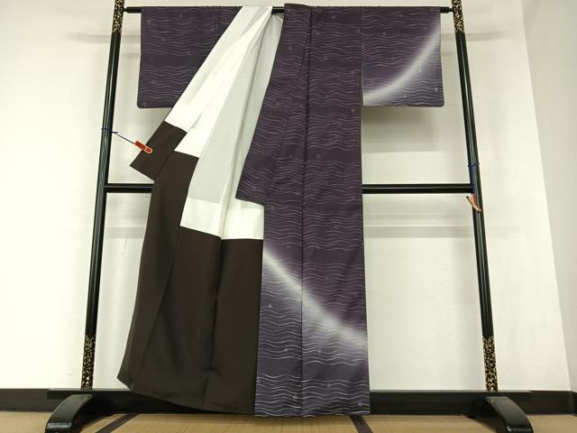 平和屋着物●本場染大島紬　訪問着　草木小紋　雪華　正絹　逸品　AAAZ7375zg