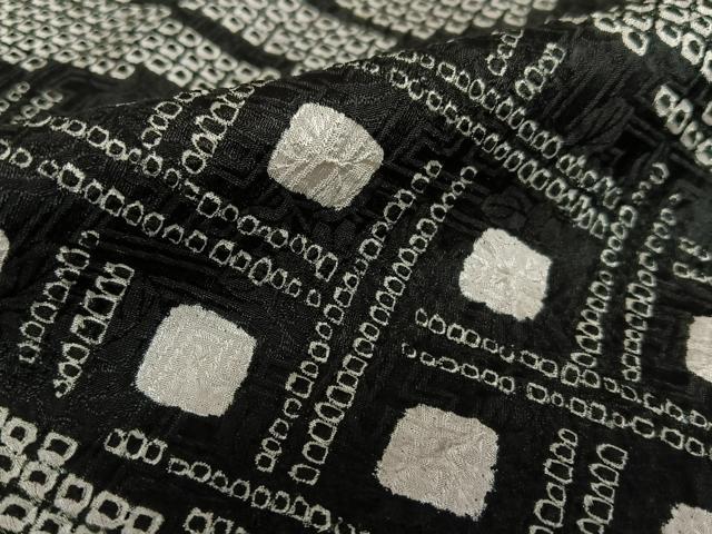 平和屋着物●豪華振袖　絞り　花松文　黒地　正絹　逸品　AAAZ7377zg