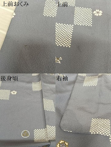 平和屋着物●上質な小紋 市松舞花文 金彩 正絹 逸品 AAAZ7379zg