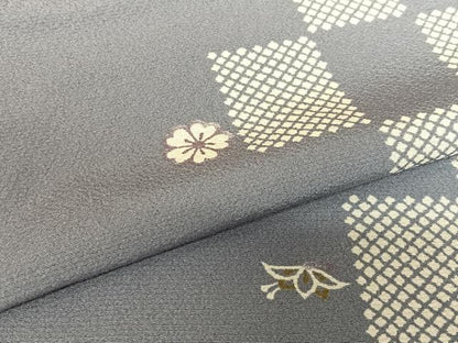 平和屋着物●上質な小紋 市松舞花文 金彩 正絹 逸品 AAAZ7379zg