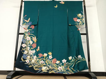 平和屋着物●訪問着 花蝶文 暈し染め 金彩 正絹 逸品 AAAZ7383zg