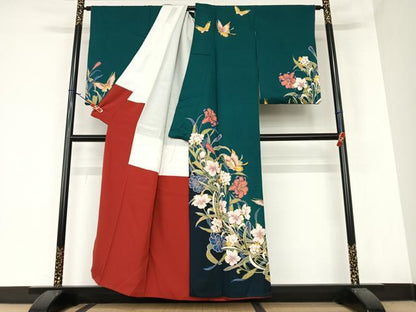 平和屋着物●訪問着 花蝶文 暈し染め 金彩 正絹 逸品 AAAZ7383zg