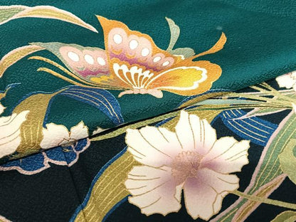 平和屋着物●訪問着 花蝶文 暈し染め 金彩 正絹 逸品 AAAZ7383zg