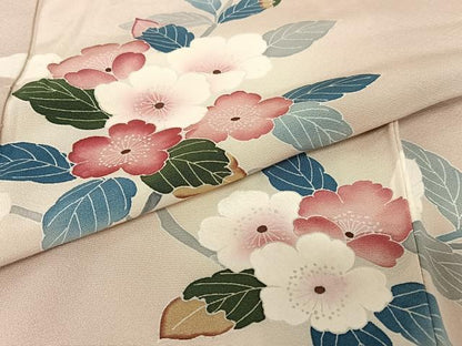 平和屋着物●訪問着　友禅　枝花文　暈し染め　正絹　逸品　AAAZ7387zg