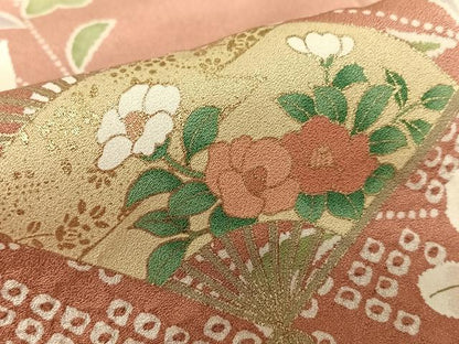 平和屋着物●訪問着 舞扇花文 暈し染め 金彩 正絹 逸品 AAAZ7392zg