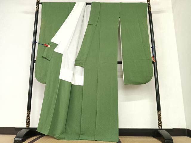 平和屋着物●豪華振袖 色無地 菊塵色 鬼しぼ縮緬 正絹 逸品 AAAZ7393zg