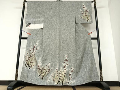 平和屋着物●訪問着　粋　槍梅　暈し染め　金彩　反端付き　正絹　逸品　AAAZ7399zg