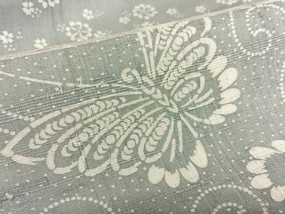 平和屋着物●上質な紬 型染め 横段花蝶文 正絹 逸品 AAAZ7402zg