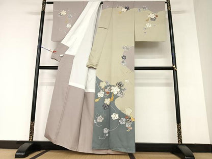 平和屋着物●訪問着　駒刺繍　瓢箪　金彩　正絹　逸品　AAAZ7411zg