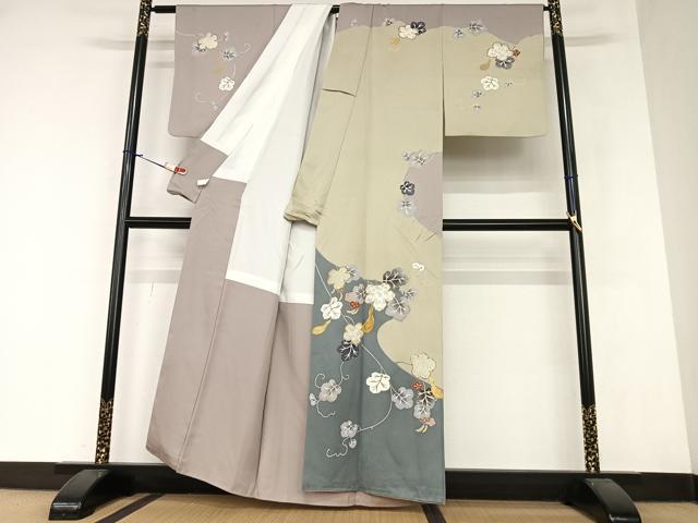 平和屋着物●訪問着　駒刺繍　瓢箪　金彩　正絹　逸品　AAAZ7411zg