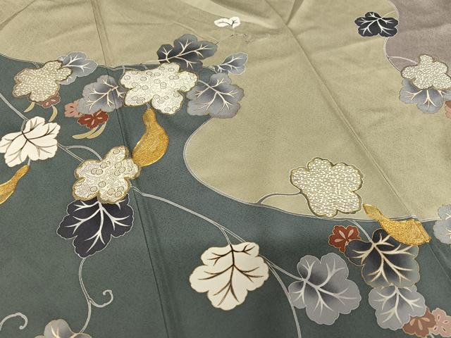 平和屋着物●訪問着　駒刺繍　瓢箪　金彩　正絹　逸品　AAAZ7411zg