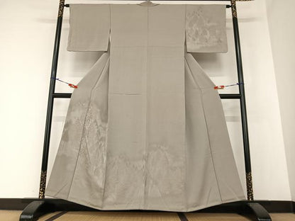 平和屋着物●無地絵羽訪問着 樹林地紋 煤色 正絹 逸品 AAAZ7419zg