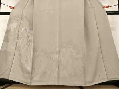 平和屋着物●無地絵羽訪問着 樹林地紋 煤色 正絹 逸品 AAAZ7419zg
