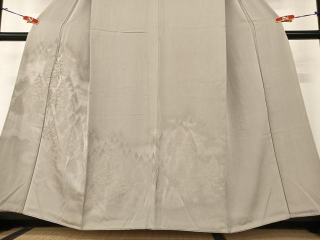 平和屋着物●無地絵羽訪問着 樹林地紋 煤色 正絹 逸品 AAAZ7419zg