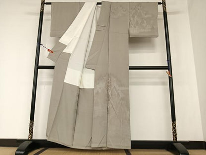 平和屋着物●無地絵羽訪問着 樹林地紋 煤色 正絹 逸品 AAAZ7419zg