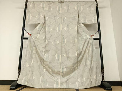 平和屋着物●本場大島紬 白大島 カタス7マルキ 切り嵌め花文 松坂屋扱い 正絹 逸品 AAAZ7421zg