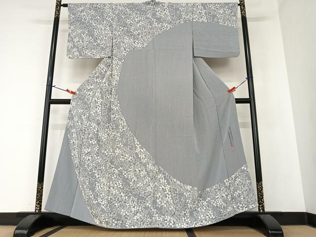 平和屋着物●全国小紋友禅染色競技会 通商産業大臣賞 岡部睦美 訪問着 萩 正絹 逸品 AAAZ7426zg