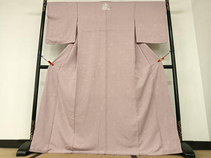 平和屋着物●上質な色無地　更紗花唐草地紋　鴇浅葱色　正絹　逸品　AAAZ7429zg