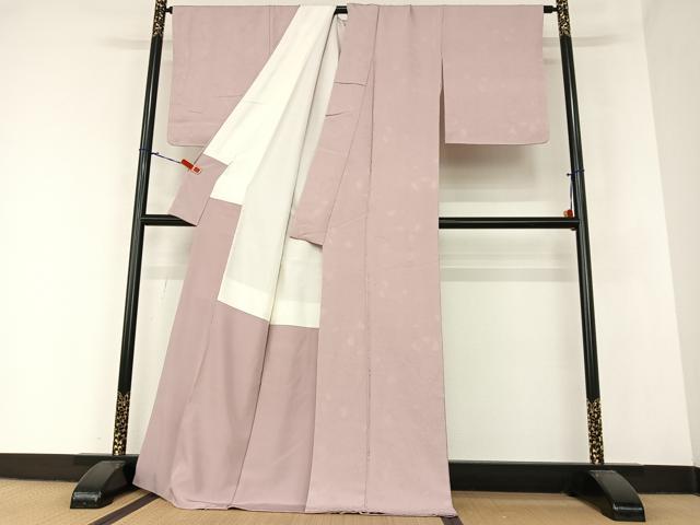 平和屋着物●上質な色無地　更紗花唐草地紋　鴇浅葱色　正絹　逸品　AAAZ7429zg