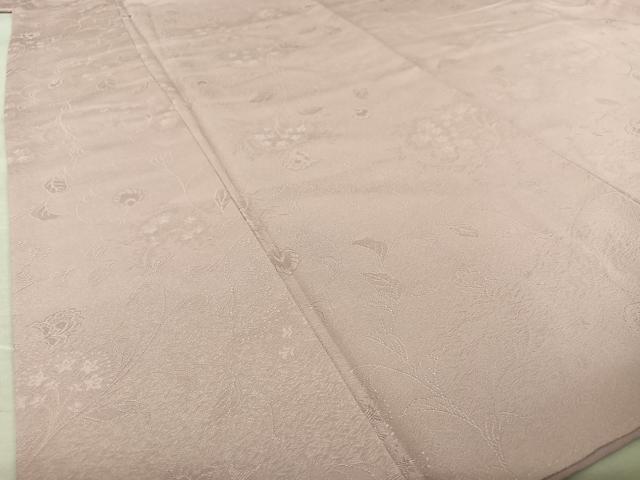 平和屋着物●上質な色無地　更紗花唐草地紋　鴇浅葱色　正絹　逸品　AAAZ7429zg