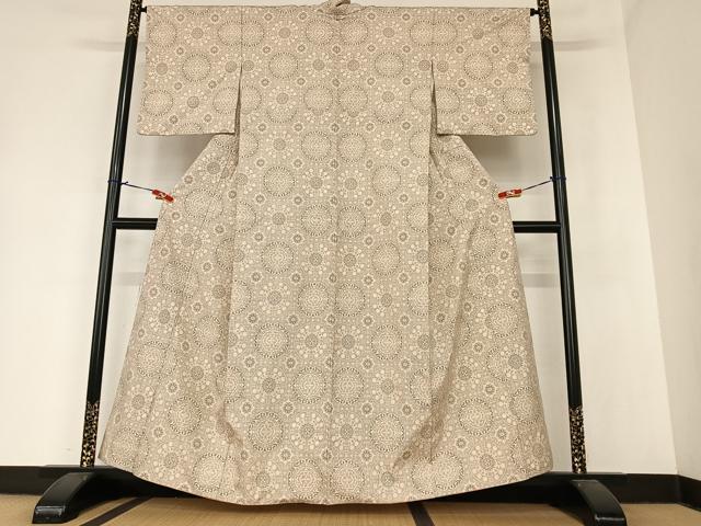 平和屋着物●上質な紬　花丸文　正絹　逸品　AAAZ7431zg