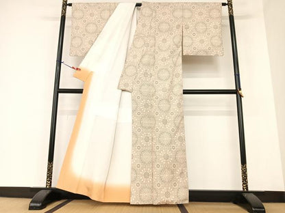 平和屋着物●上質な紬　花丸文　正絹　逸品　AAAZ7431zg