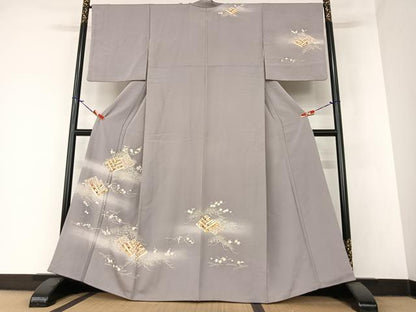 平和屋着物●銀座きしや 訪問着 梅松文 暈し染め 金彩 正絹 逸品 AAAZ7432zg